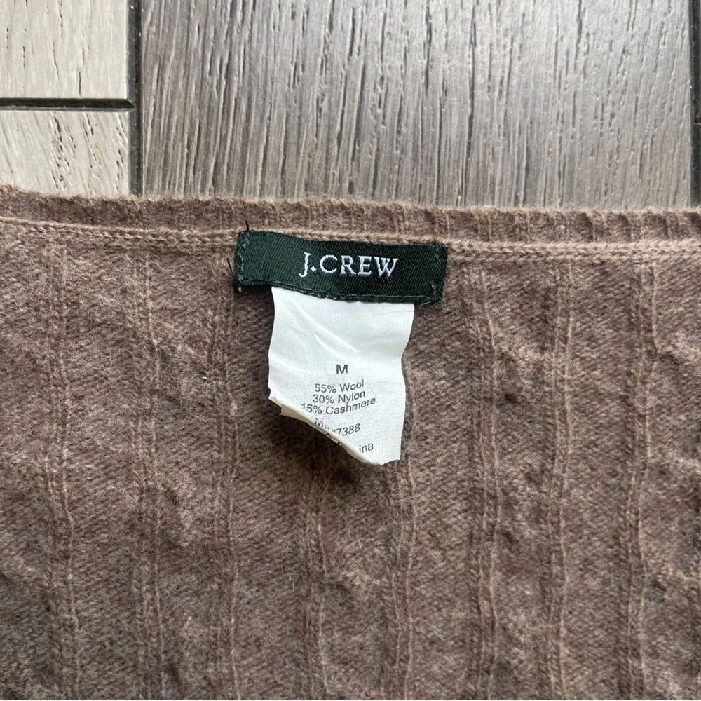 J.Crew Brown cable knit V-Neck women’s Sweater - Picture 2 of 3